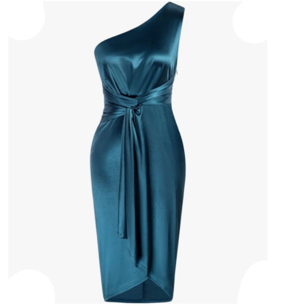Grace Karin Teal One Shoulder Dress